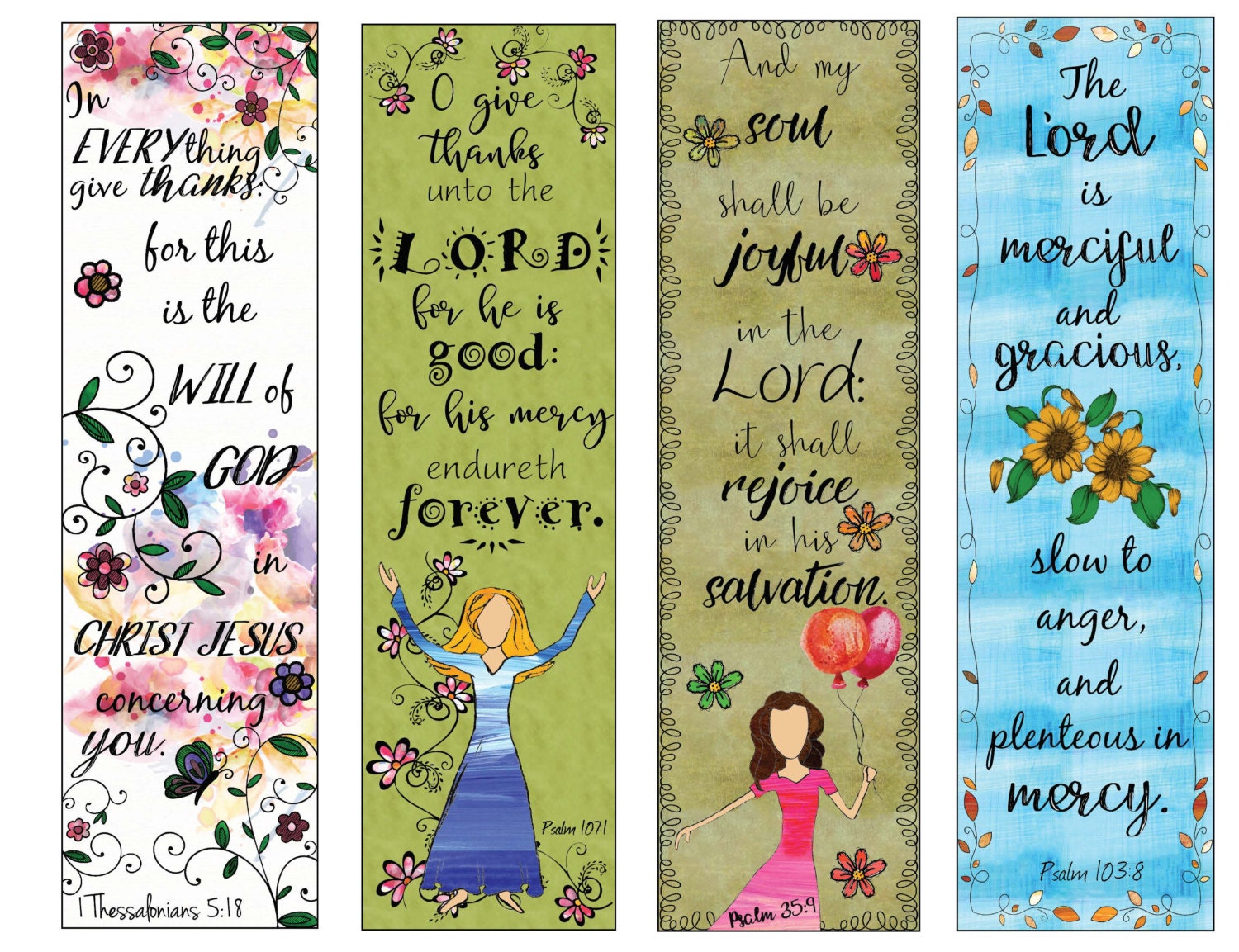 bible verse bookmarks on thankfulness diy full color print