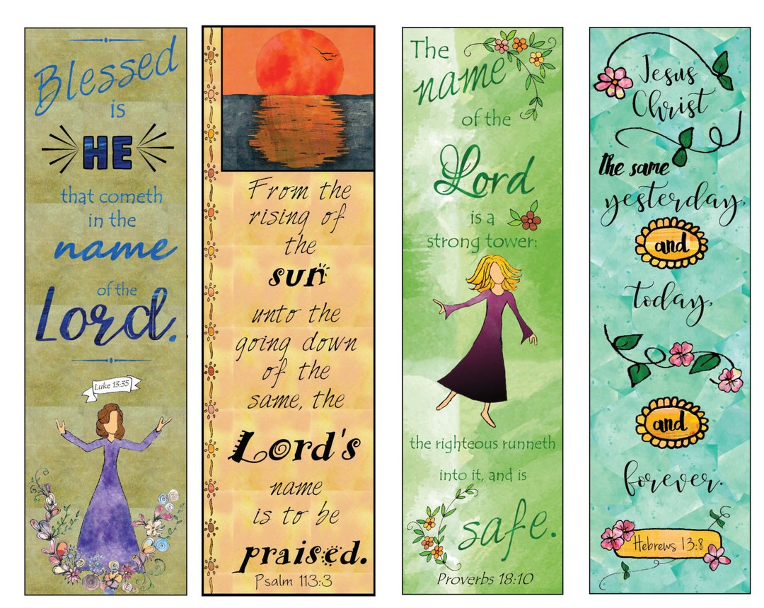 Bible Verse Bookmarks on the Name of the Lord DIY Full Color Print and