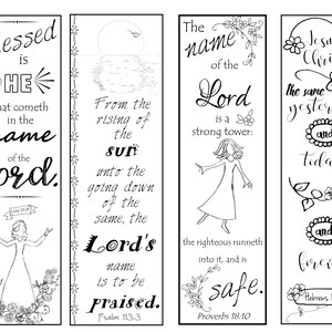 Bible Verse Bookmarks on the Name of the Lord B/W Color Your Own Print and Cut