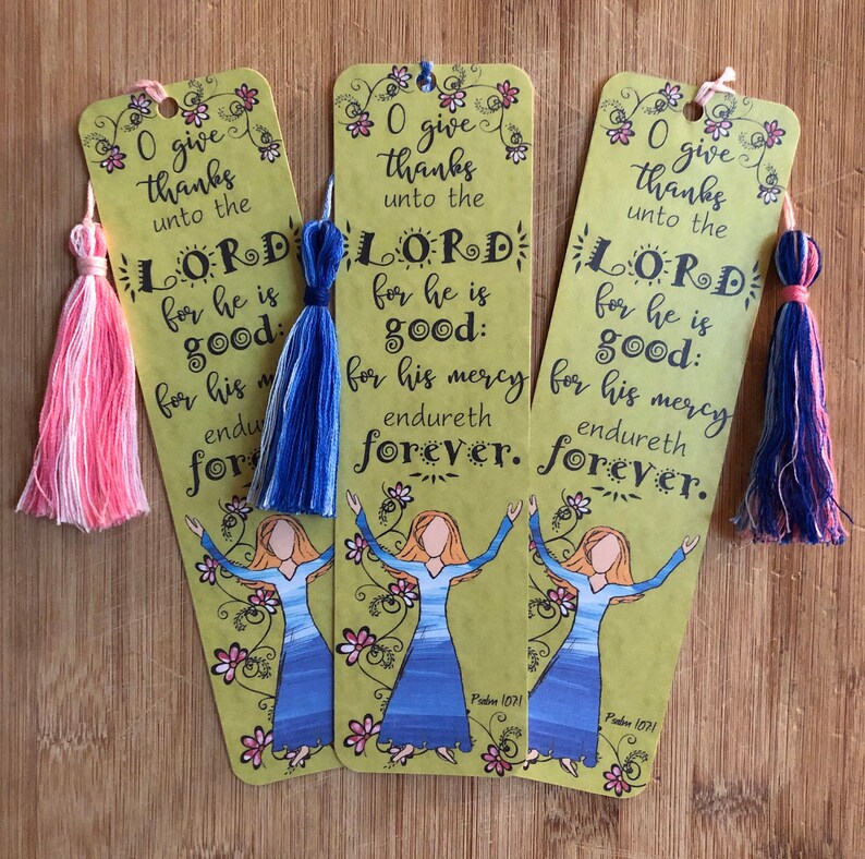 bible verse bookmark psalm 1071 handmade with tassel etsy