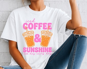 Iced Coffee & Sunshine T-shirt | Coffee Lover Mama Tee