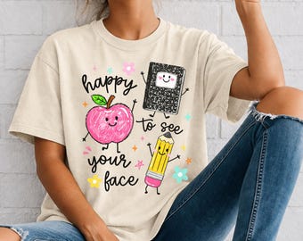 Garment-Dyed Apple Pencil Notepad T-Shirt | Vintage Comfort Colors Tee