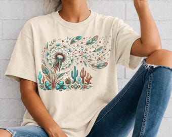 Windblown Western Boho Dandelion T-Shirt