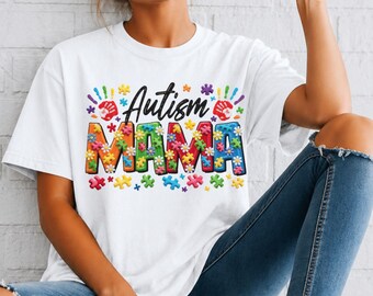 Autism Mama Knit Color Puzzle T-shirt | Comfort Colors