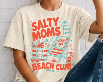 Salty Moms Beach Club T-shirt | Comfort Colors Garment-Dyed