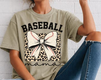 Baseball Mama Bow T-shirt | Comfort Colors Garment-Dyed