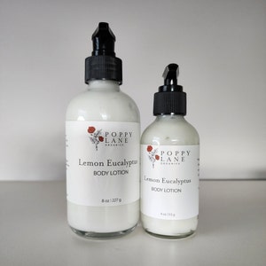 Lemon Eucalyptus Body Lotion, Vegan Lotion, Organic Lotion, Moisturizing Cream, Body Cream, Lotion, Skin Cream |8oz