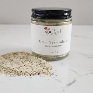 Green Tea + Adzuki Cleansing Grains | Botanical Facial Cleanser | Powder Face Wash | Natural Skincare | Gentle Cleansing Grains