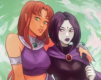 Raven and Starfire Mini Print