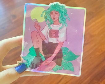 Pegatina holográfica Medusa Sunset