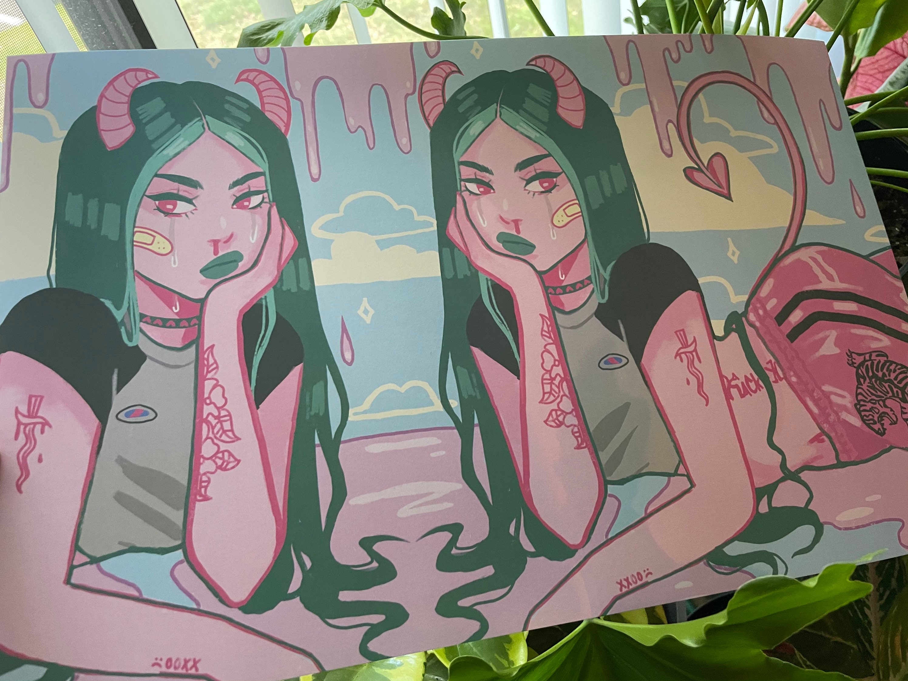 Pastel Demon Girl Large Print Etsy