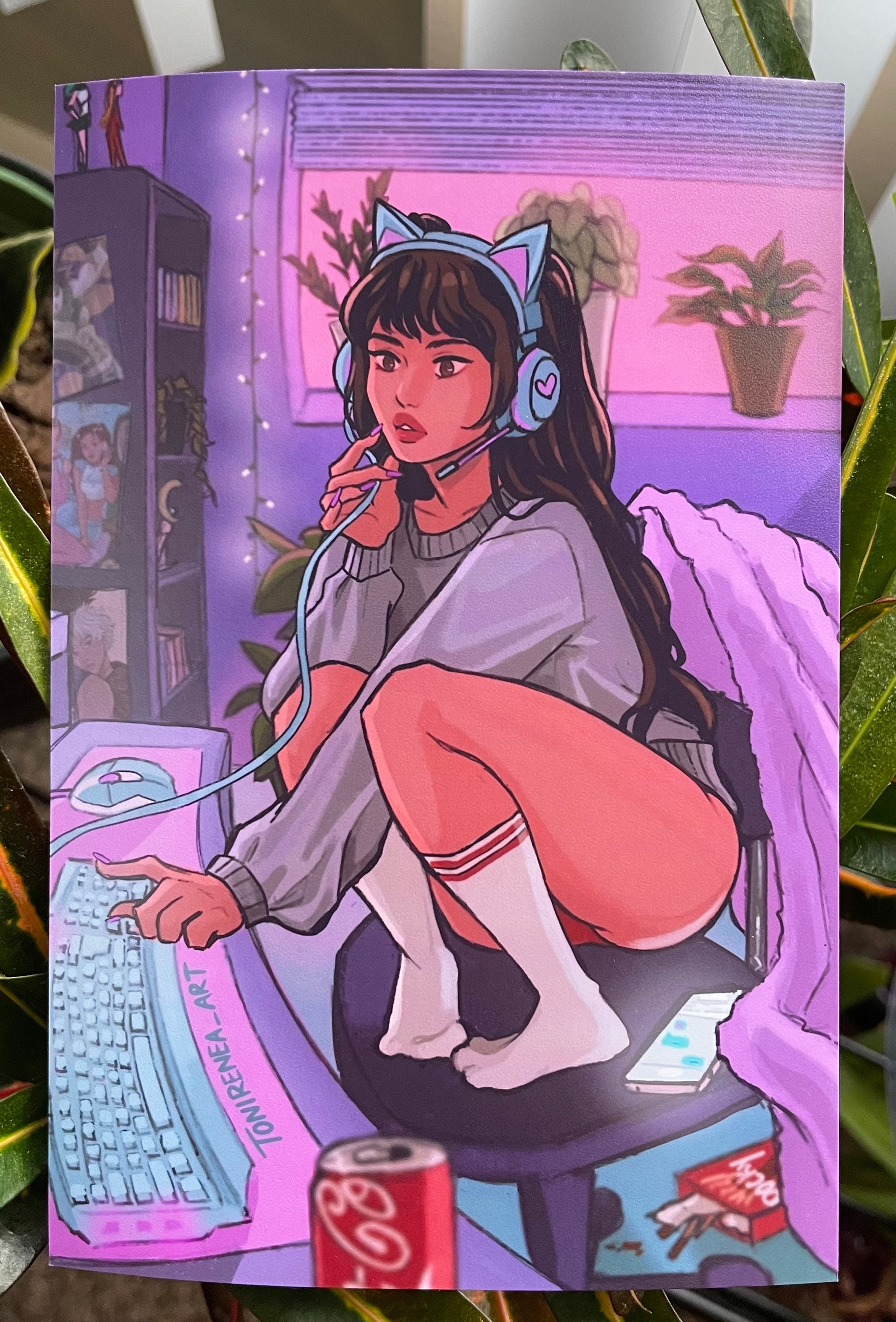 Gamer Girl Mini Print Etsy