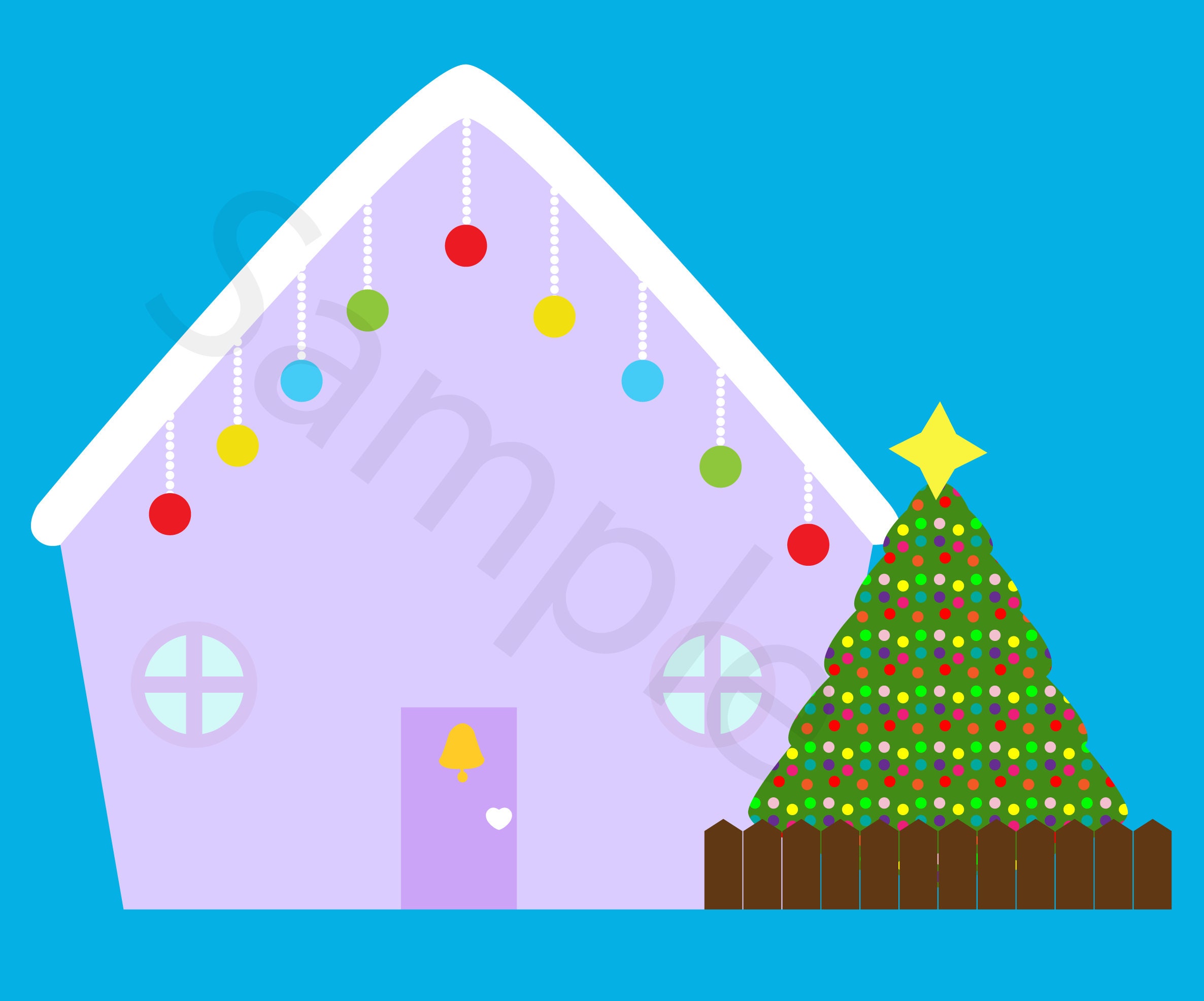 Christmas Houses Clip-art in a PNG 300ppi Format. Personal &amp; - Etsy