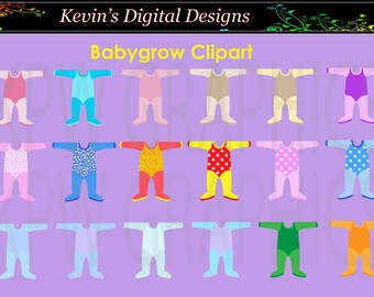 Baby-grow Clip-art Set (various colors) in high quality PNG format. Personal & Small Commercial use (03)