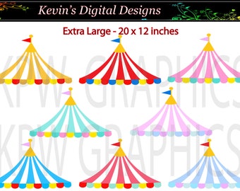 Circus Carnival Tent Canopy Set 4 (Large 20 x 12 inches) in PNG (300ppi) format. Personal & Small Commercial use.