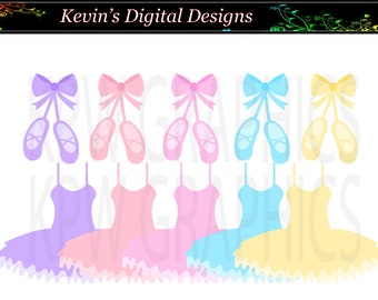 Colorful Ballerina Tutu Dresses and Shoes Set 2 in a PNG format. Personal & Small Commercial use (230)