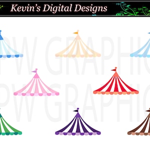 Circus Carnival Tent Top Set 2 (various colours) in PNG (300ppi) format Personal & Small Commercial use