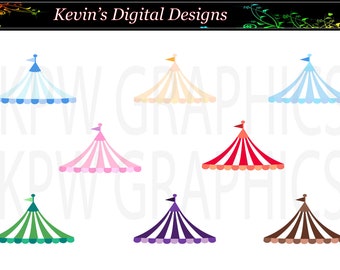 Circus Carnival Tent Top Set 2 (various colours) in PNG (300ppi) format Personal & Small Commercial use