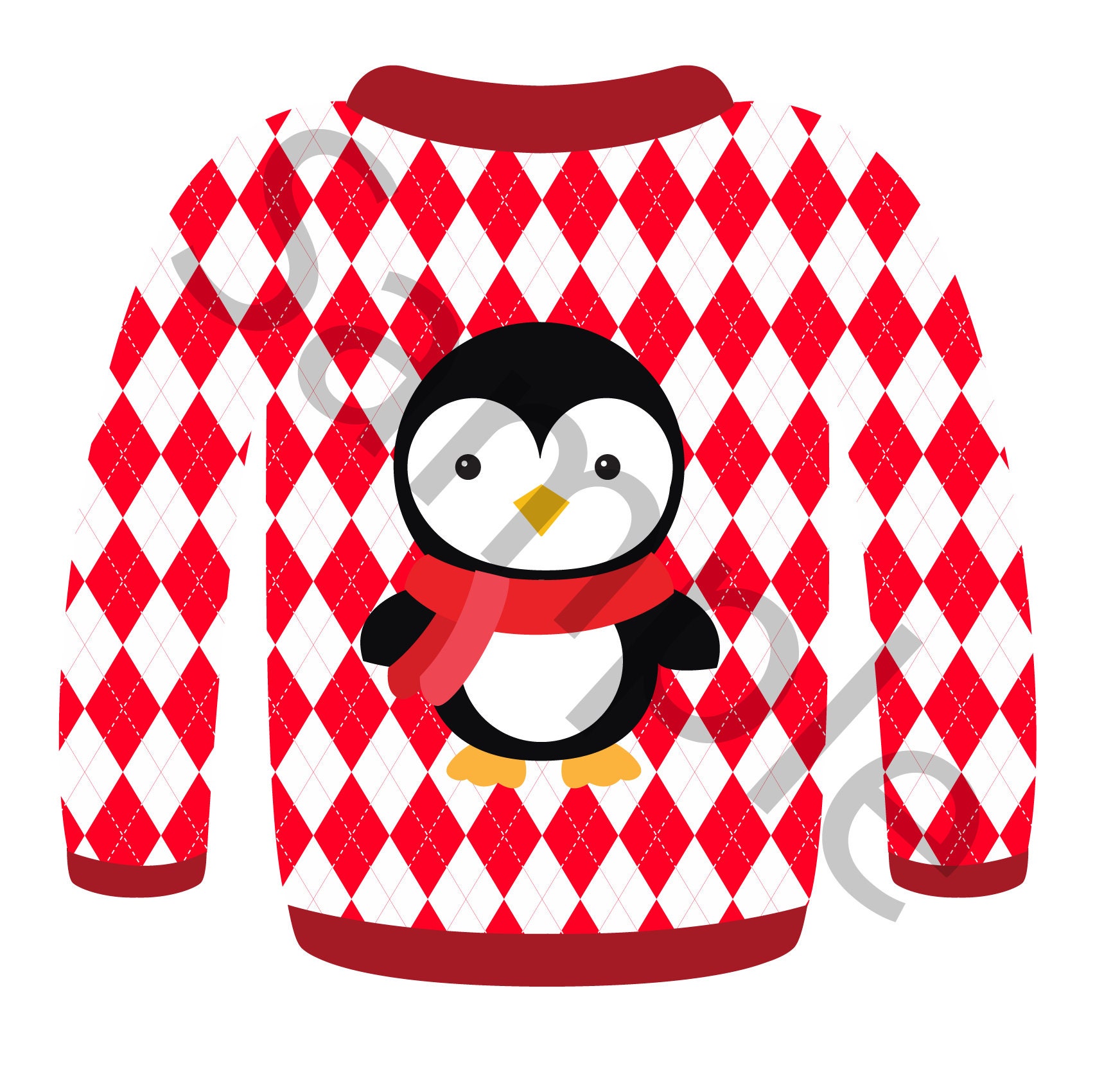 Colorful Ugly Christmas Sweater Clipart Set in a PNG Format. Personal