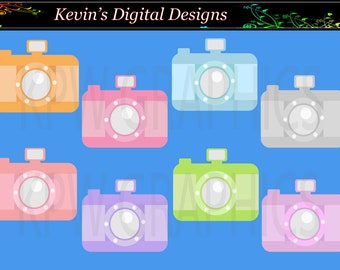 Pastel Cameras Clip-art Set in a PNG format. Personal & Small Commercial use (004)