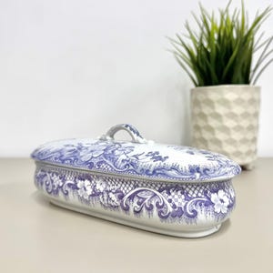 Support de rasoir à brosse à dents antique, plat de rangement à couvercle en porcelaine de salle de bain victorienne, cadeau vintage