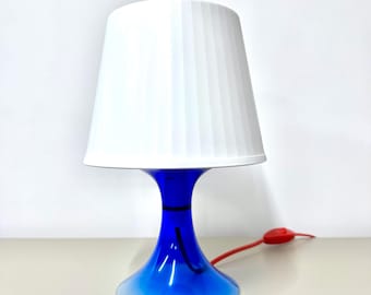 ビンテージIKEA Lampanテーブルランプ、レトロなY2Kブルー＆ホワイトライト、限定版IKEA照明