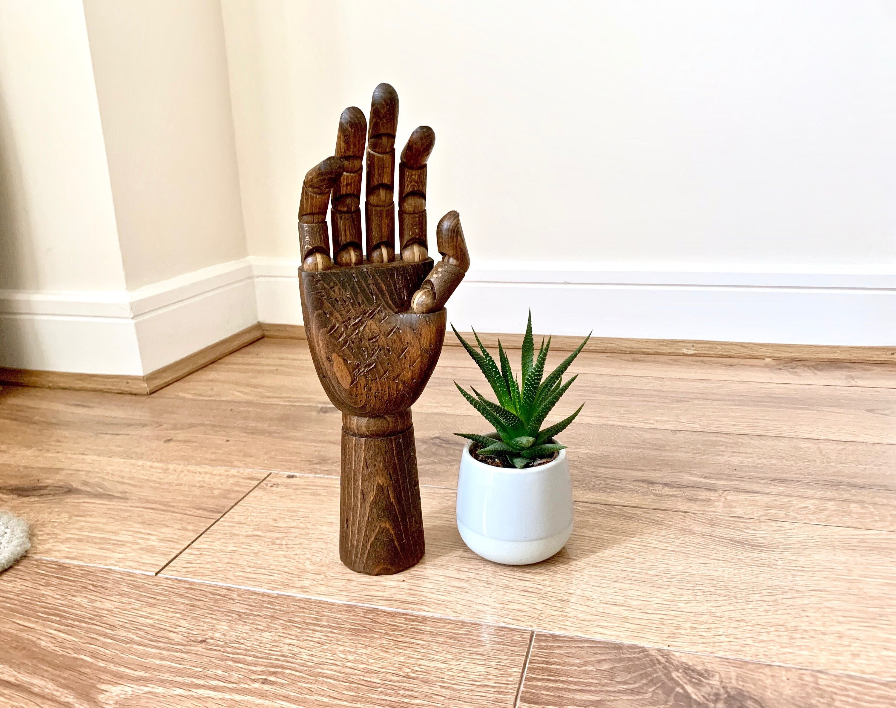 Tattooed Wooden Movable Joint Hand Decor