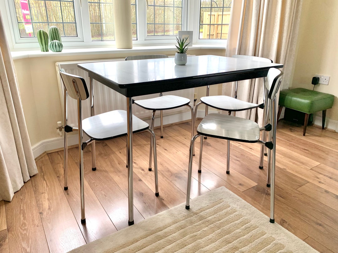 Vintage Dining Table & Chairs, 1950s Formica Kitchen Table and Chairs ...