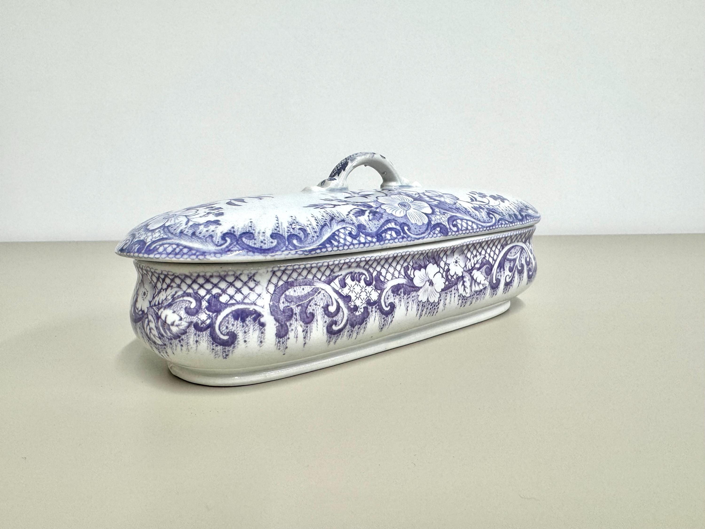 Antique Toothbrush Razor Holder, Victorian Bathroom Porcelain Lidded ...