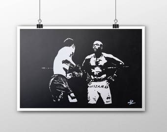 Anderson Silva VS Chris Weidman - Print acrylic painting 60x40 cm - M.M.A.