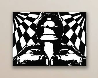 Woman Chess Boxe #4 - Print acrylic paint 50x40 cm - Echec