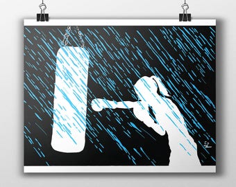 Woman Chess Boxe #5 - Art Print wall design sport acrylic paint 50x40 cm - Echec