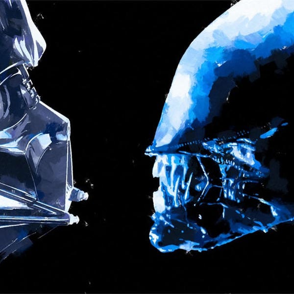 Alien Vs Darth Vader Postcard - Special Edition