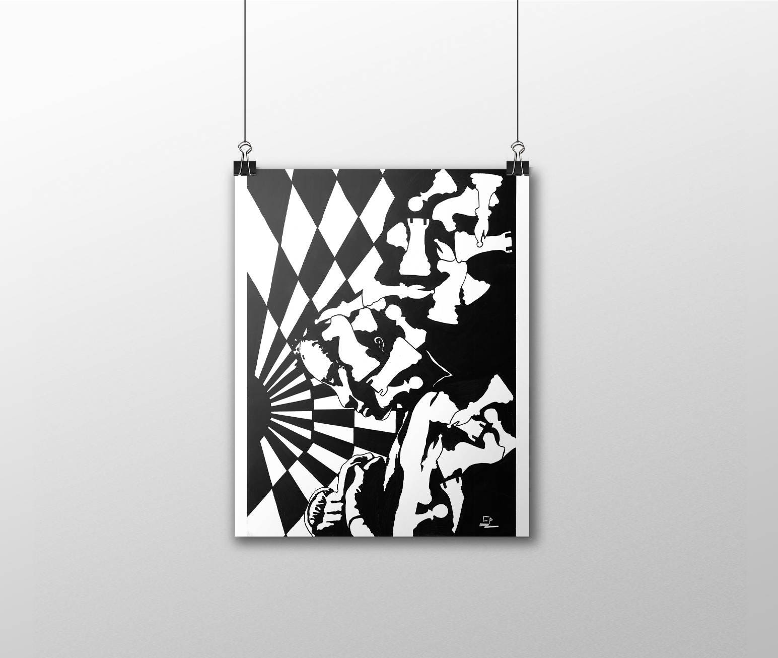 Femme Echec Boxe #2 - Impression en Affiche de Ma Peinture Cadeau Noël Deco Noel