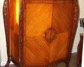 Absolutely Breath Taking French Bombe Satinwood Marble Top Dresser Armoire C1920