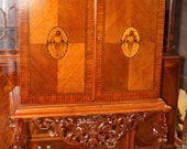 Inlaid Satinwood French Tall Completely Restored China Liquor TV Cabinet MINT
