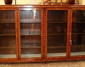 Best 8ft Dutch Marquetry Inlaid Satinwood Walnut 4 Door Bookcase C1850 RESTORED