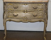 Superb Cream Paint Gilded Green Onyx Top French Louis XV Commode Dresser C1920
