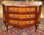 Superb Inlaid French Marble Top Louis XV Commode Buffet Server Sideboard MINT