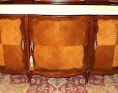 Superb French Satinwood Bombe Marble Sideboard Buffet Console SHALLOW Depth