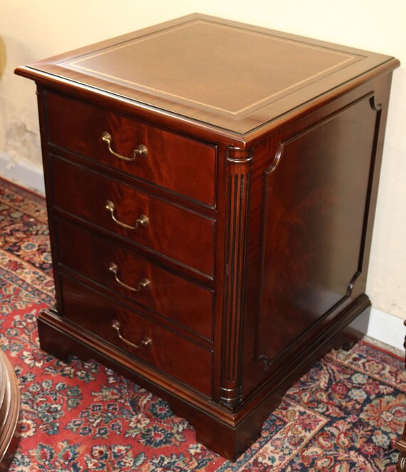 Gorgeous Flame Mahogany Leather Top 2 Drawer File Cabinet Etsy