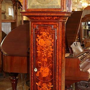 Stunning Late 18th Century Figural Dutch Marquetry Tall Case Grandfather Clock