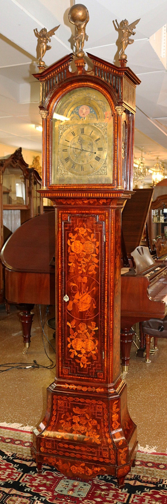 Stunning Late 18th Century Figural Dutch Marquetry Tall Case Grandfather  Clock - Etsy, image size:570x1714