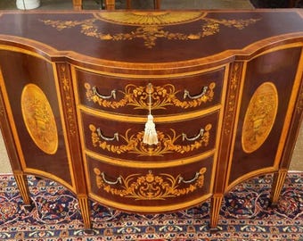 Edwards and Roberts 19th Century Adam Style Inlaid Mahogany Commode Server