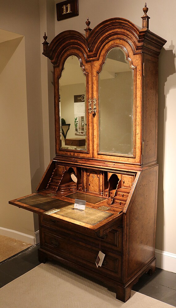 Best Custom Tombstone Mirrored Queen Anne Secretary Desk W Best Custom Tombstone Mirrored Queen