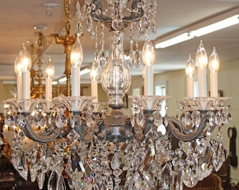 Schonbek La Scala 10 Light Silver Patina Chrystal Chandelier 28 X 28 X 28