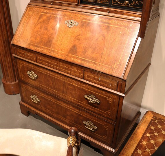 Best Chinoiserie Painted Inlaid Walnut Secretary Desk W Etsy