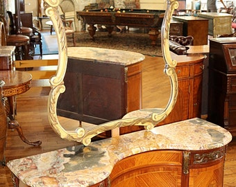 Gorgeous French Louis XV Style Marble Top Vanity With Mirror Circa 1920