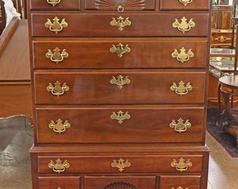 Stickley Queen Anne Style Mahogany High Dresser High Chest Highboy