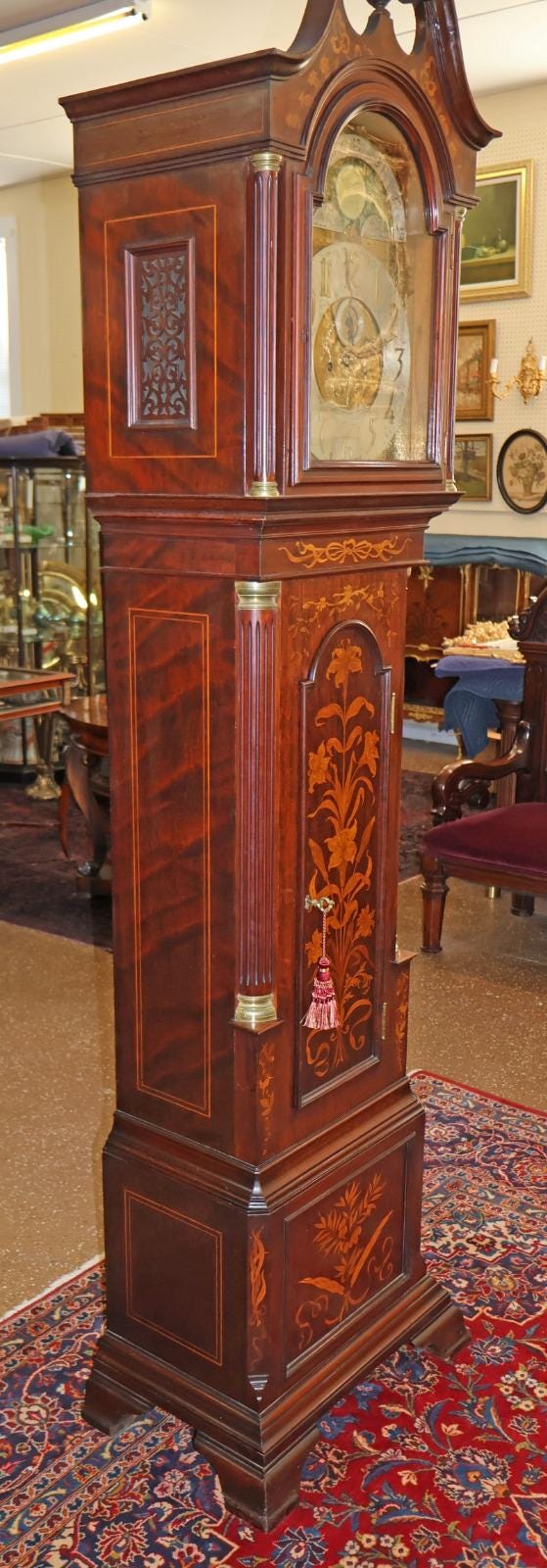 19th Century English Mahogany Inlaid Tall Case Grandfather Clock J.C ...